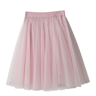 秋冬韩版新款纯色百搭高腰显瘦a字纱裙短款蓬蓬裙仙女裙网纱半身