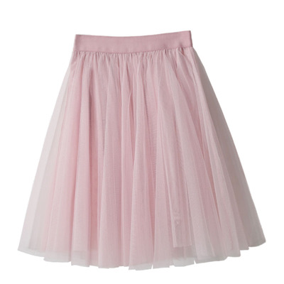 秋冬韩版新款纯色百搭高腰显瘦a字纱裙短款蓬蓬裙仙女裙网纱半身