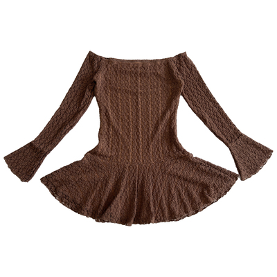 复古美式辣妹一字肩A字连衣裙