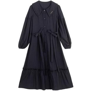 KEIKO 秋日叠搭轻法风蝴蝶结系带连衣裙25秋季气质显瘦两件套长裙