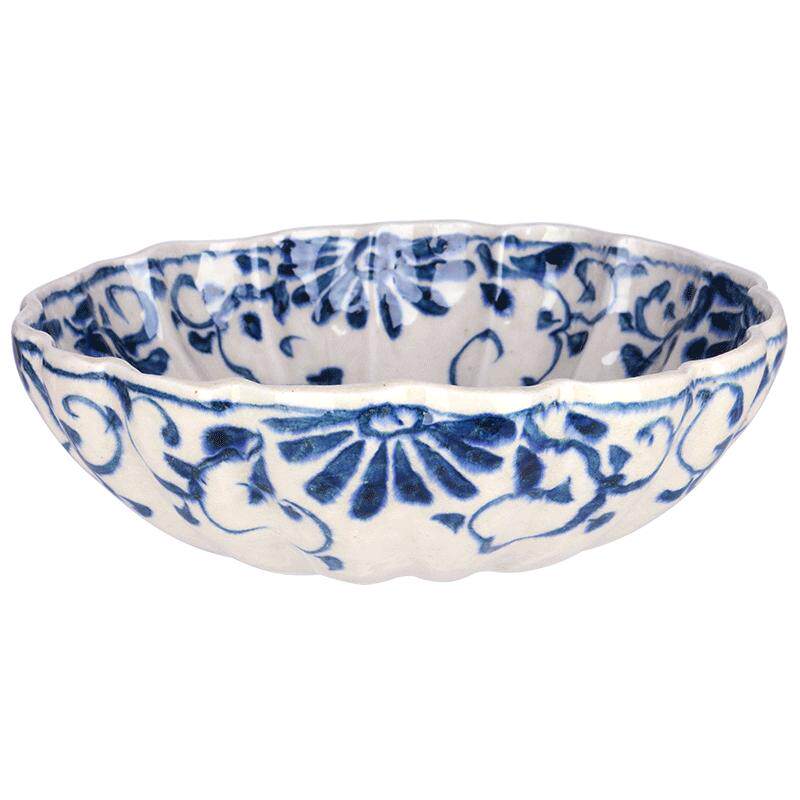 【自营】宗山窑日本进口陶瓷果盘果斗日式复古汤碗沙拉碗葡萄英寸