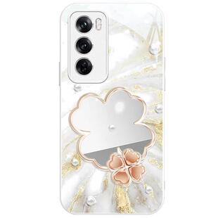 流沙四叶草适用OPPOReno13手机壳15新款reno14pro高级感reno12镜面9pro创意findx9防摔10气质女11pro补妆镜套