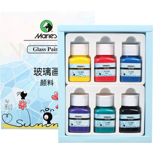 马利玻璃画陶瓷画防水防掉色DIY手绘装饰颜料透明 自然干彩绘颜料