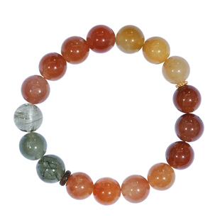 赛赛莉安设计简约橙色月光石黄水晶金发晶福禄寿手串彩色中式手链