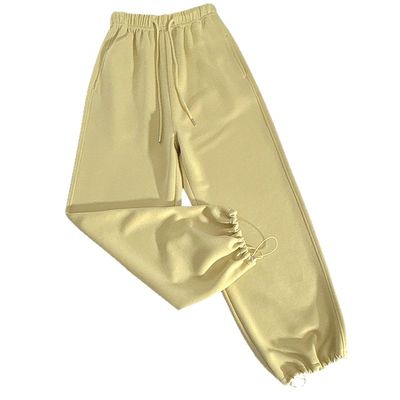 黄色抽绳束脚运动裤女春秋