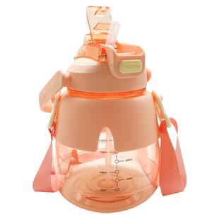 韩版1L大容量双饮吸管塑料杯女刻度健身运动少女心便携随手水杯子