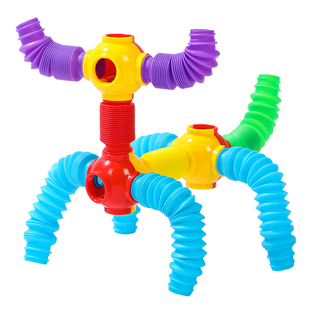 宝宝啵啵管伸缩软管儿童解压玩具男孩幼儿园桌面女孩拼插拼接积木