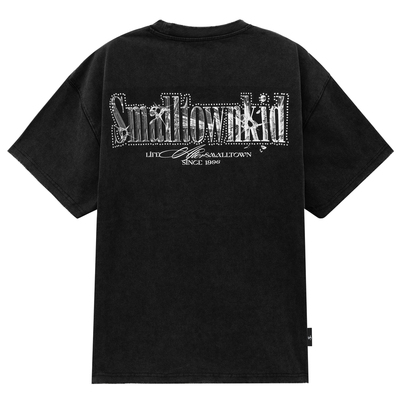 STK SmallTownKid做旧烫钻中弹短袖T恤美式风字母印花男女潮牌TEE