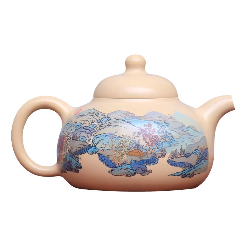 王天龙白泥重工山水作品壶220ml
