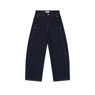 樱桃KIRSH韩系直筒高腰复古牛仔裤女2025秋冬立体绣花休闲长裤