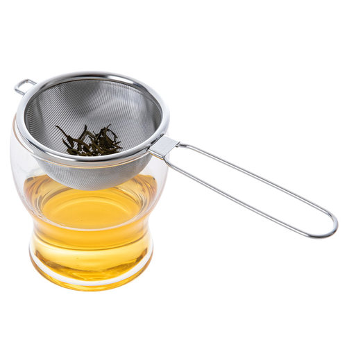 霜山日本进口不锈钢过滤茶漏家用茶叶单耳过滤网茶道配件滤茶器