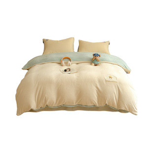 TeenieWeenie小清新牛奶绒被套单件秋冬季加绒加厚法兰珊瑚绒被罩