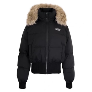 黑色短款棉服女2025冬季收腰显瘦大毛领棉袄小个子加厚保暖外套潮