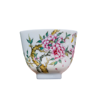 诚德轩景德镇茶杯主人杯功夫茶具粉彩单杯宝铃杯蝶恋春娇品茗杯女