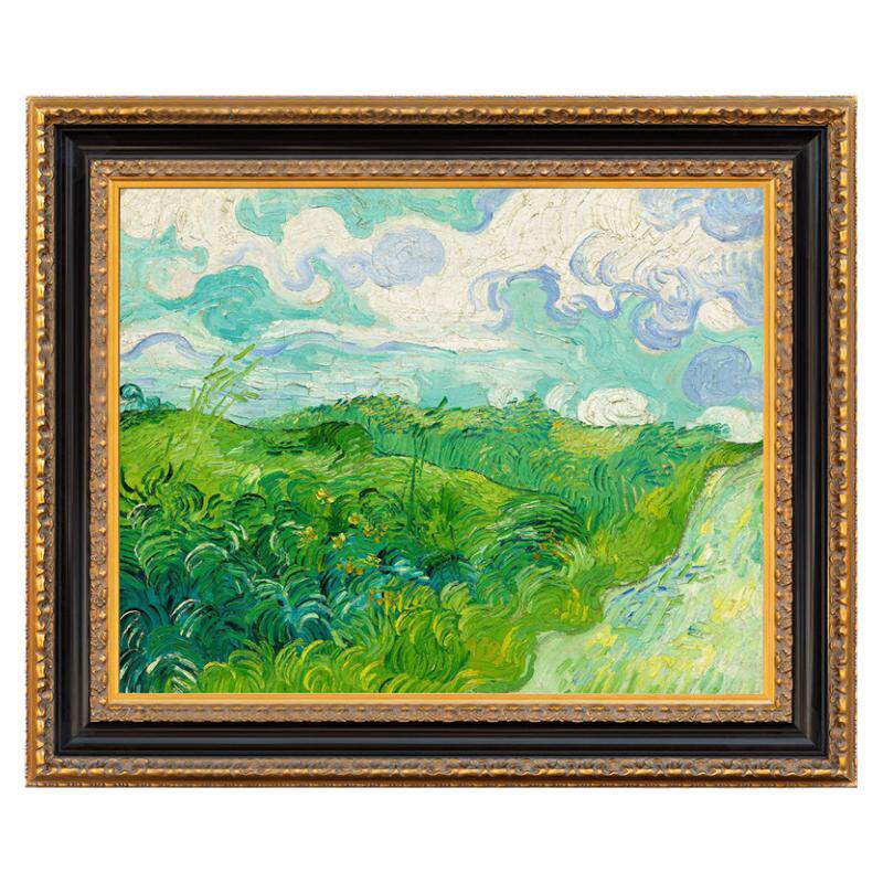 风色梵高油画绿色麦田风景装饰画