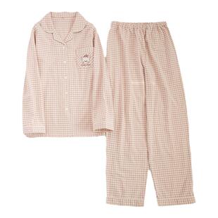 秋冬全棉绒布情侣款男女睡衣长袖春秋纯棉质家居服小码加大码套装