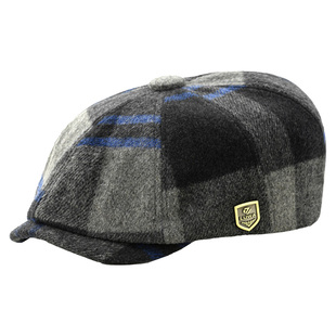 路瓦绒面帽子男秋冬格子羊毛呢八角帽保暖全封口弹力中老年报童帽