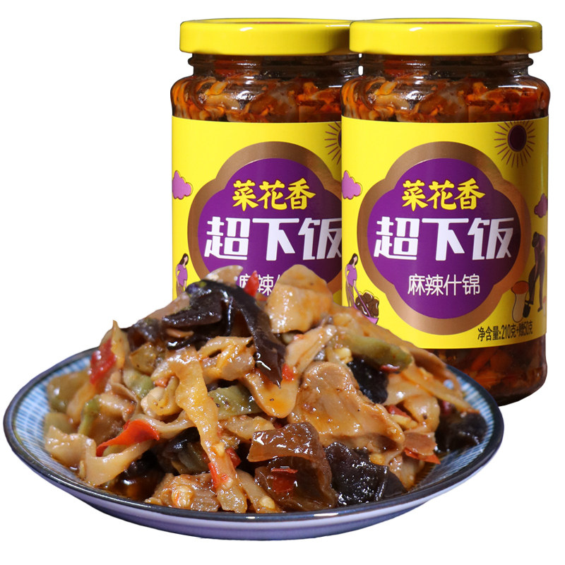 菜花香炝香爆炒香菌下饭木耳榨菜