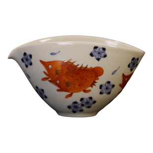 凝古 青花矾红描金鳜鱼桃花茶具盖碗壶承杯子手工手绘景德镇陶瓷