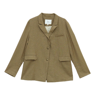 it'real瑞尔春季新款复古格纹休闲西装外套女装上衣