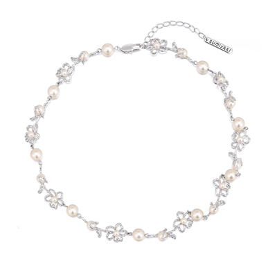 SUMIYAKI涂鸦小花珍珠项链