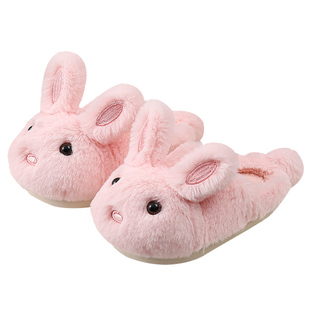 儿童棉拖鞋包跟冬季女童可爱室内防滑保暖兔子小孩亲子带后跟棉鞋