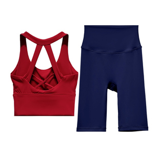 瑜伽服女套装2026新款时尚夏天高强度防震运动跑步健身房背心短裤