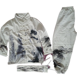 武术儿童比赛服装表演服练功服八段锦太极水墨男童长袖儿童武术服