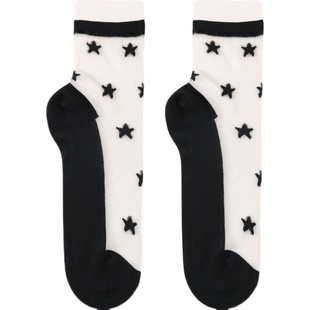 袜子女薄款春秋防勾丝水晶纯棉底防滑玻璃丝袜冰丝袜透气透明中筒