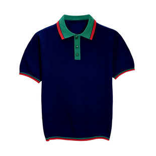 夏季新款撞色翻领t恤针织短袖男 轻奢高端商务男装修身polo衫男款