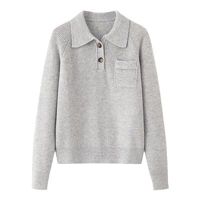 画风drawwind翻领针织衫女