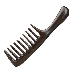 天然黑檀木头皮按摩女士大宽齿梳子经络大齿梳大号家用卷发加厚梳