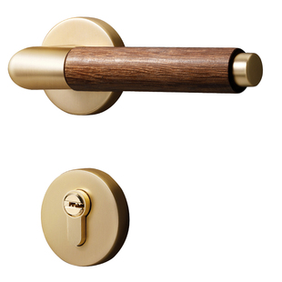 新中式卧室门锁室内房间复古木门门把手中古风磁吸静音实木房门锁