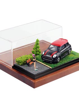 164合金车模展示盒高透四季场景