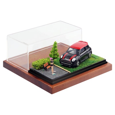 164合金车模展示盒高透四季场景