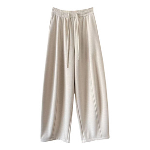 春款不加绒羊绒休闲裤抽绳松紧腰宽松遮胯显瘦弯刀卫裤长裤女新款