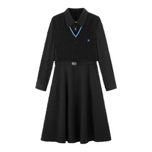 太平鸟2025年冬季款毛衫拼接衬衫连衣裙A1FAE4432