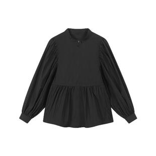 tanni25春新款通勤简约休闲宽松设计泡泡袖拉链外套女TO11OW011A