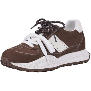 热风运动风德训鞋女款2026年春季新款厚底休闲鞋棕色复古女鞋子