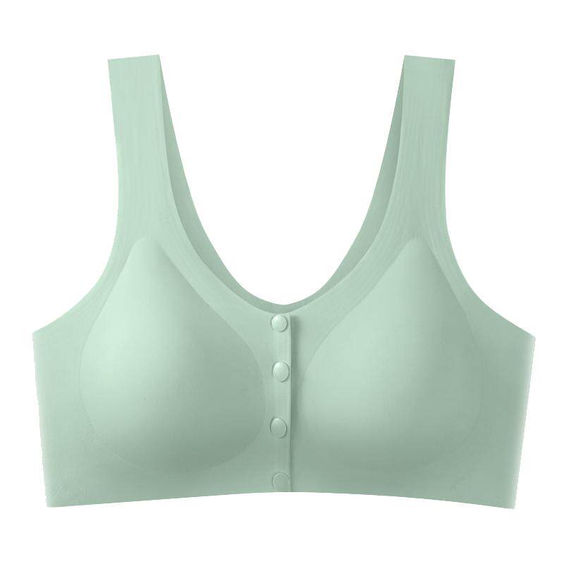 妈妈内衣文胸中老年人妇女背心式前扣大码薄款冰丝无钢圈胸罩夏季
