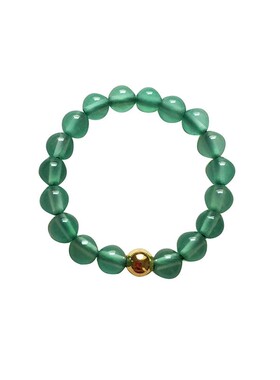 天然绿玉髓圆珠细戒指