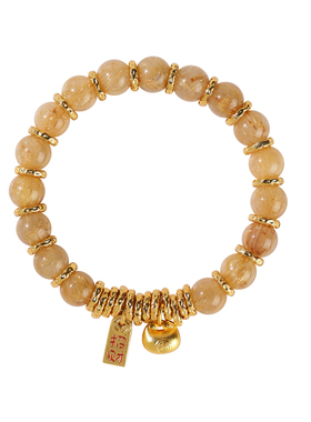 收藏级金发晶盘缠手链财富石