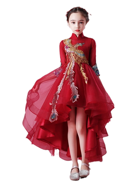 女童晚礼服中国风前短后长