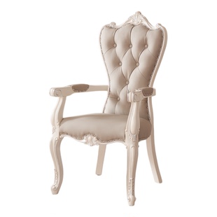 欧式实木椅子公主书桌椅真皮美式简约家用靠背舒适餐椅扶手椅包邮