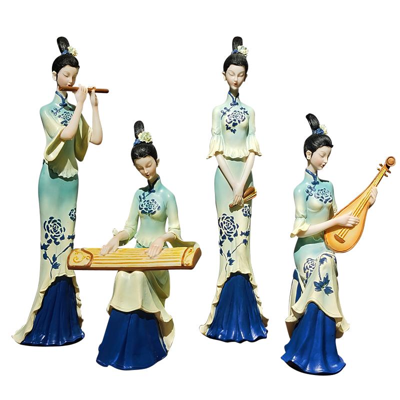 只此青绿新中式客厅艺术软装饰品