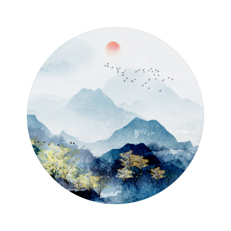 圆形画芯电视背景墙壁纸壁画来图定制图库