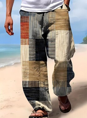 S 90843 Men's Plaid Casual Pants 格子长裤 欧美风向跨境亚马逊