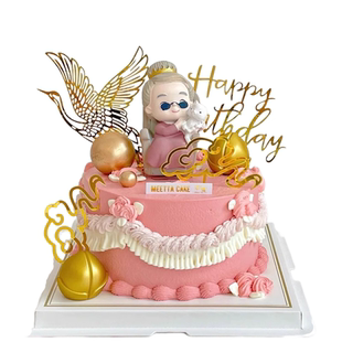 祝寿款生日蛋糕装饰摆件寿星戴眼镜坐沙发公公婆婆皇冠烘焙公仔