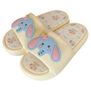 可爱卡通凉拖鞋女ins生日帽小象舒适防臭软底夏季室内外拼色拖鞋