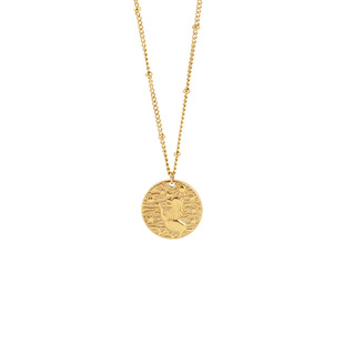 复古吊坠项链女小众设计感镀k金轻奢高级新款钛钢男士锁骨链饰品